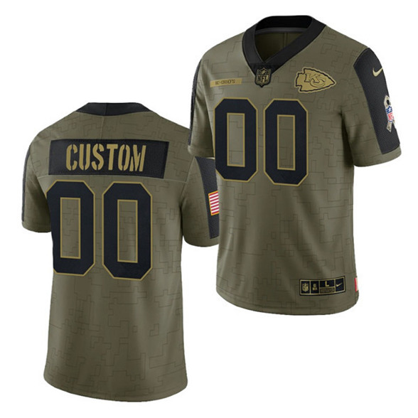 Men's Kansas City Chiefs ACTIVE PLAYER Custom 2021 Olive Salute To Service Limited Stitched Jersey